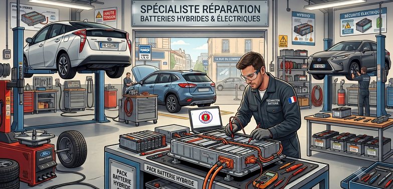 Atelier certifié France Hybride® spécialisé batterie haute tension hybride et électrique